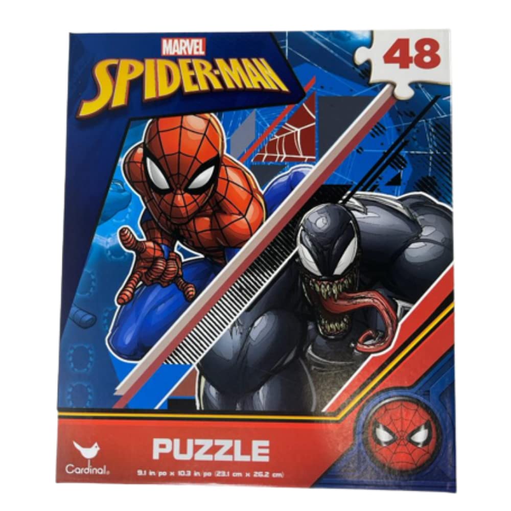 Cardinal Spider-Man 48-piece puzzle design 3 encourages cooperative family puzzle time.