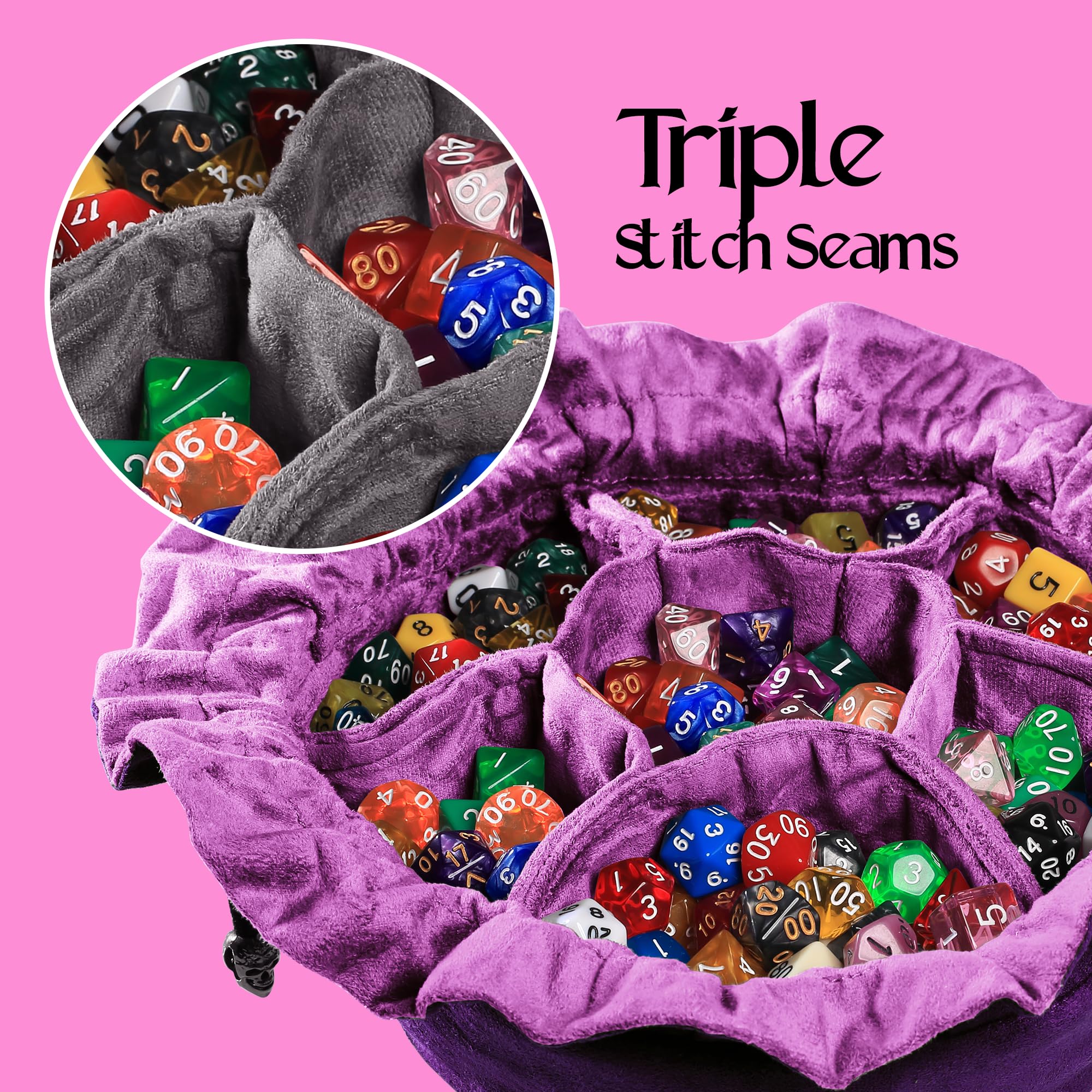 CardKingPro Immense Dice Bag round base provides stable table stand.