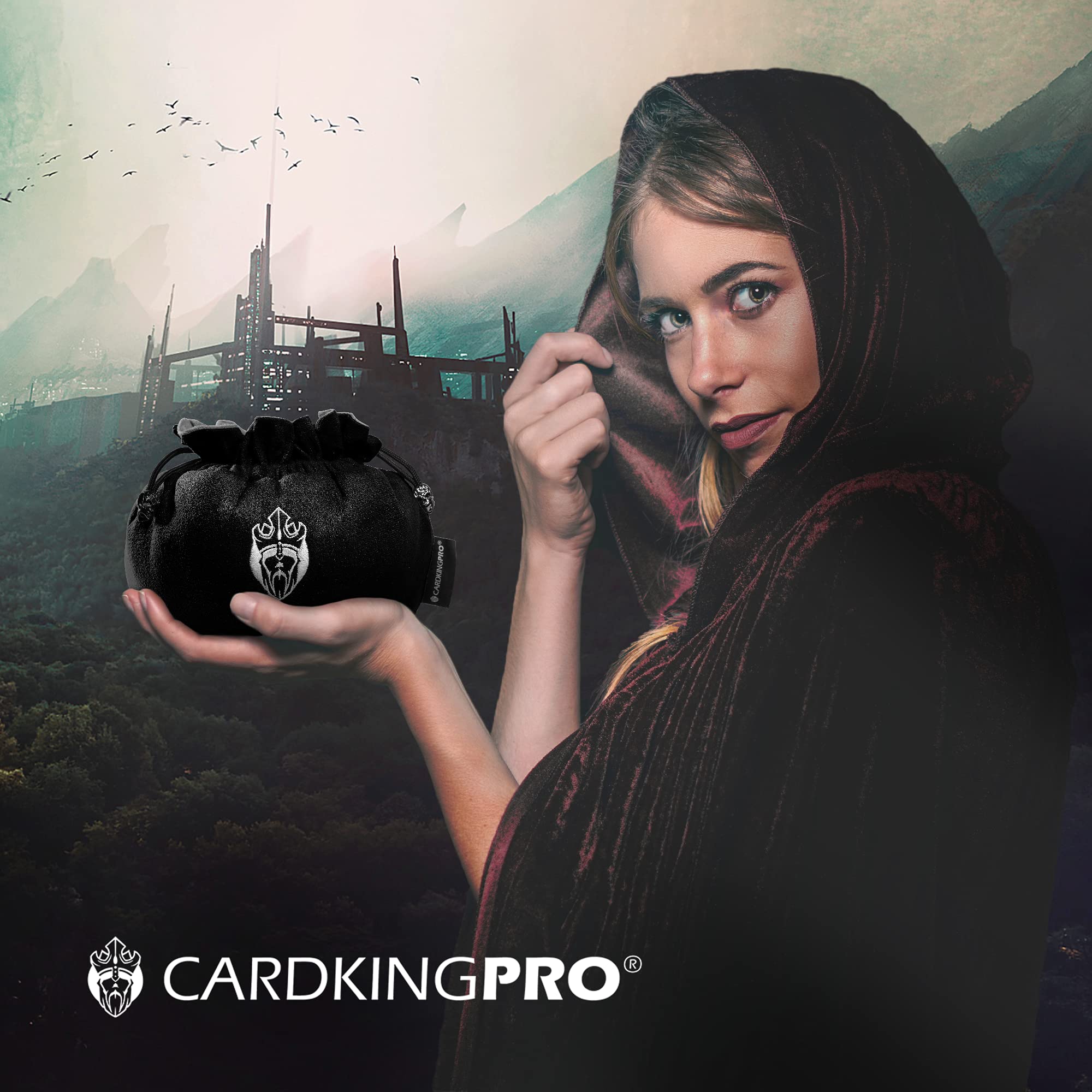 CardKingPro Immense Dice Bag skull toggles secure the drawstring closure