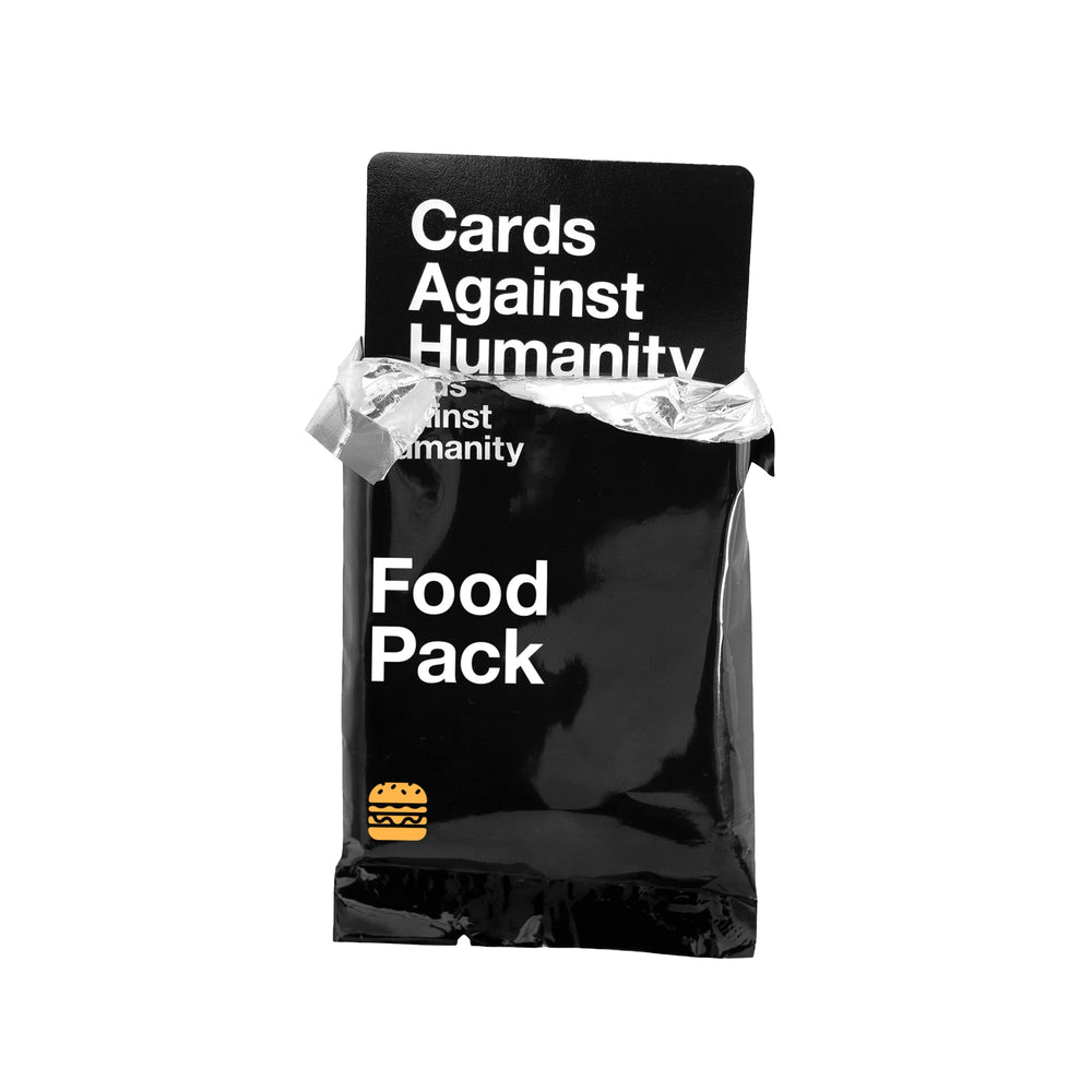 Cards Against Humanity Food Pack packaging on a table ready for play