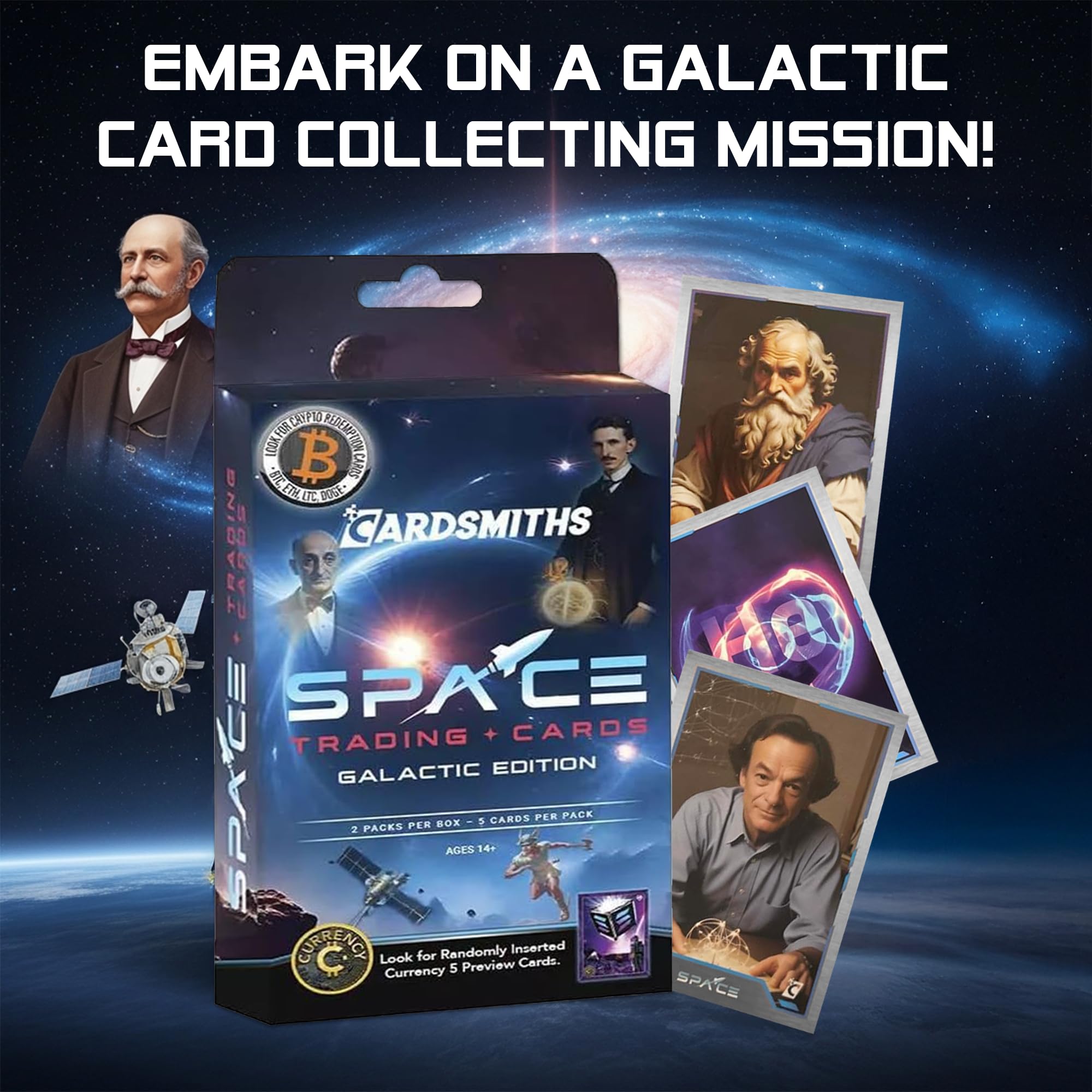 Cardsmiths Space Galactic Edition crypto rewards card hints at redemption possibilities.