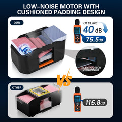 CARDSPIN low-noise motor runs quietly and smoothly during play.