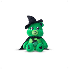 Care Bears Good Luck Bear Elphaba plush with cape and hat; perfect for display.