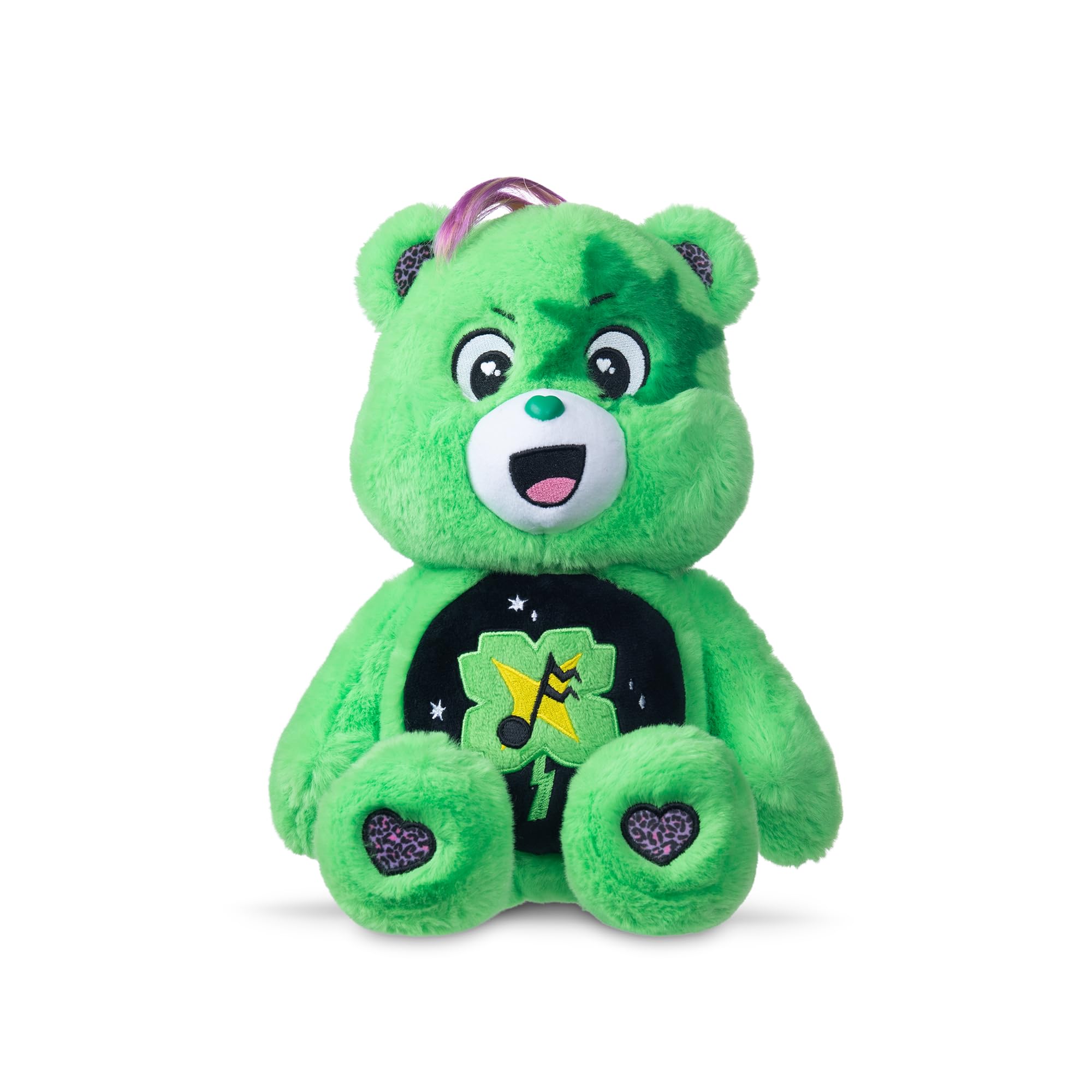 Care Bears Rock-a-Lot Good Luck Bear front view for display and collectability