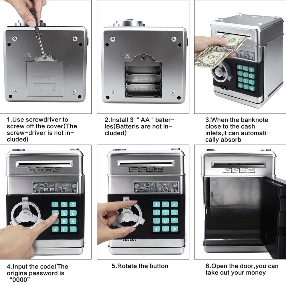 Cargooy mini ATM piggy bank battery compartment portable operation