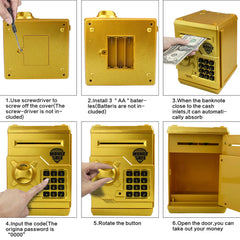 Cargooy Mini ATM Piggy Bank battery compartment requires 3 AA batteries.