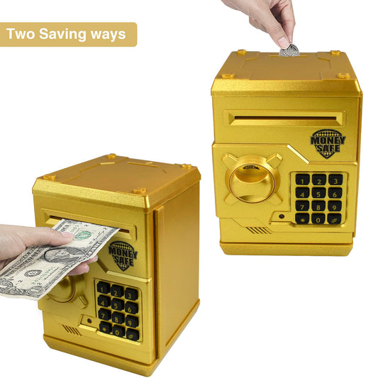 Cargooy Mini ATM Piggy Bank with digital code entry for private saving sessions.