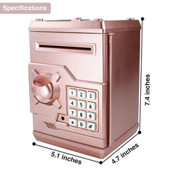 Cargooy Mini ATM Piggy Bank rose gold compact design fits desks and shelves neatly