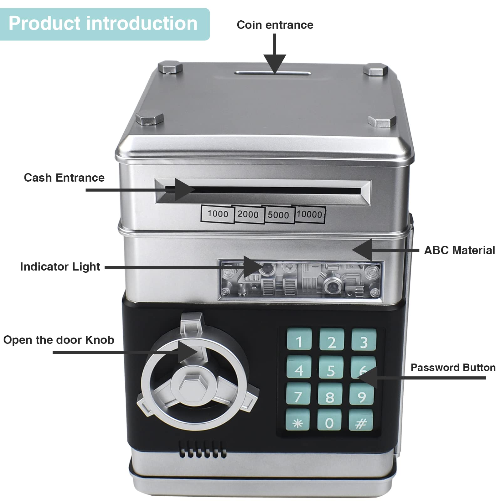 Cargooy mini ATM piggy bank top view password lock accessible