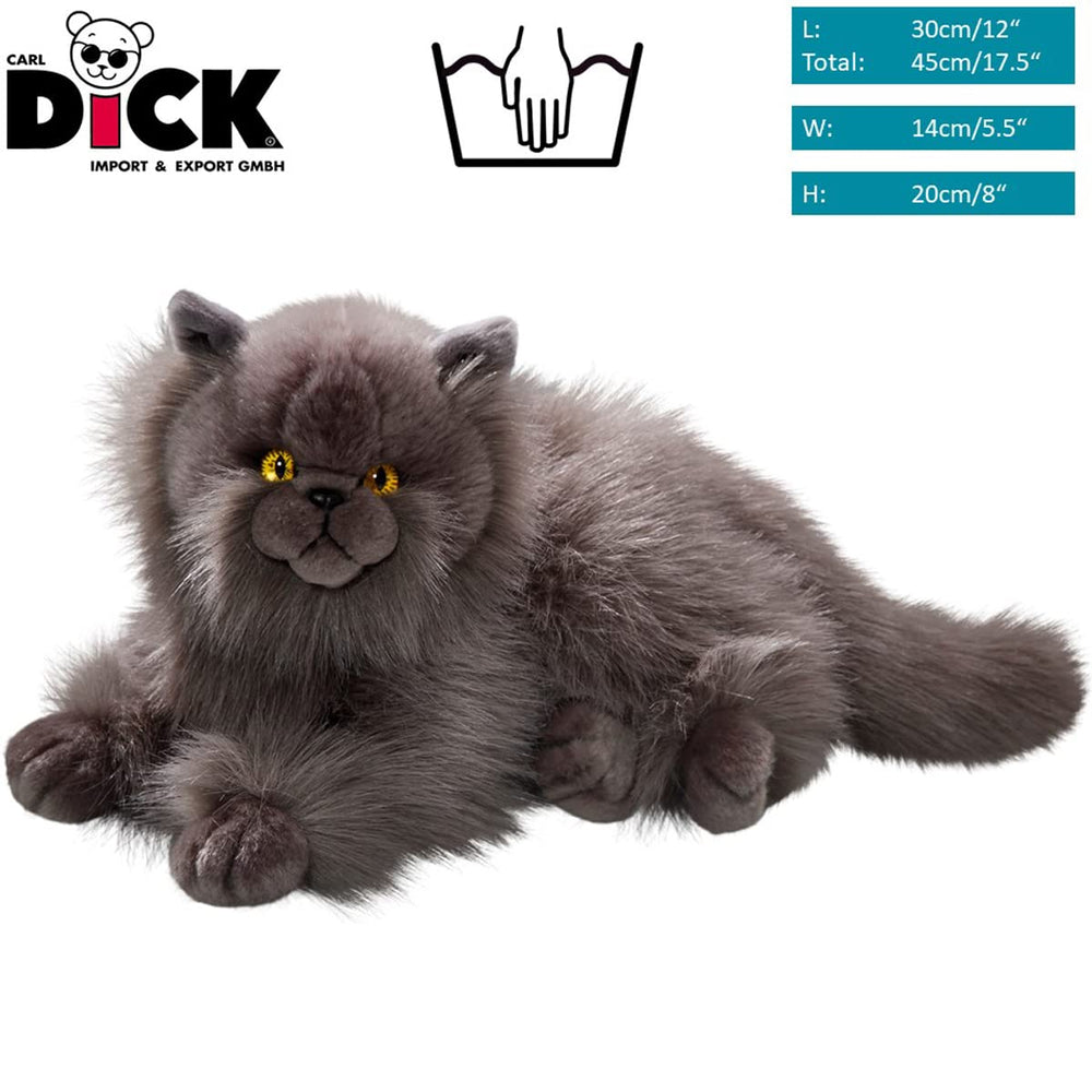 Carl Dick Persian Gray cat plush — side view, cozy 30 cm companion