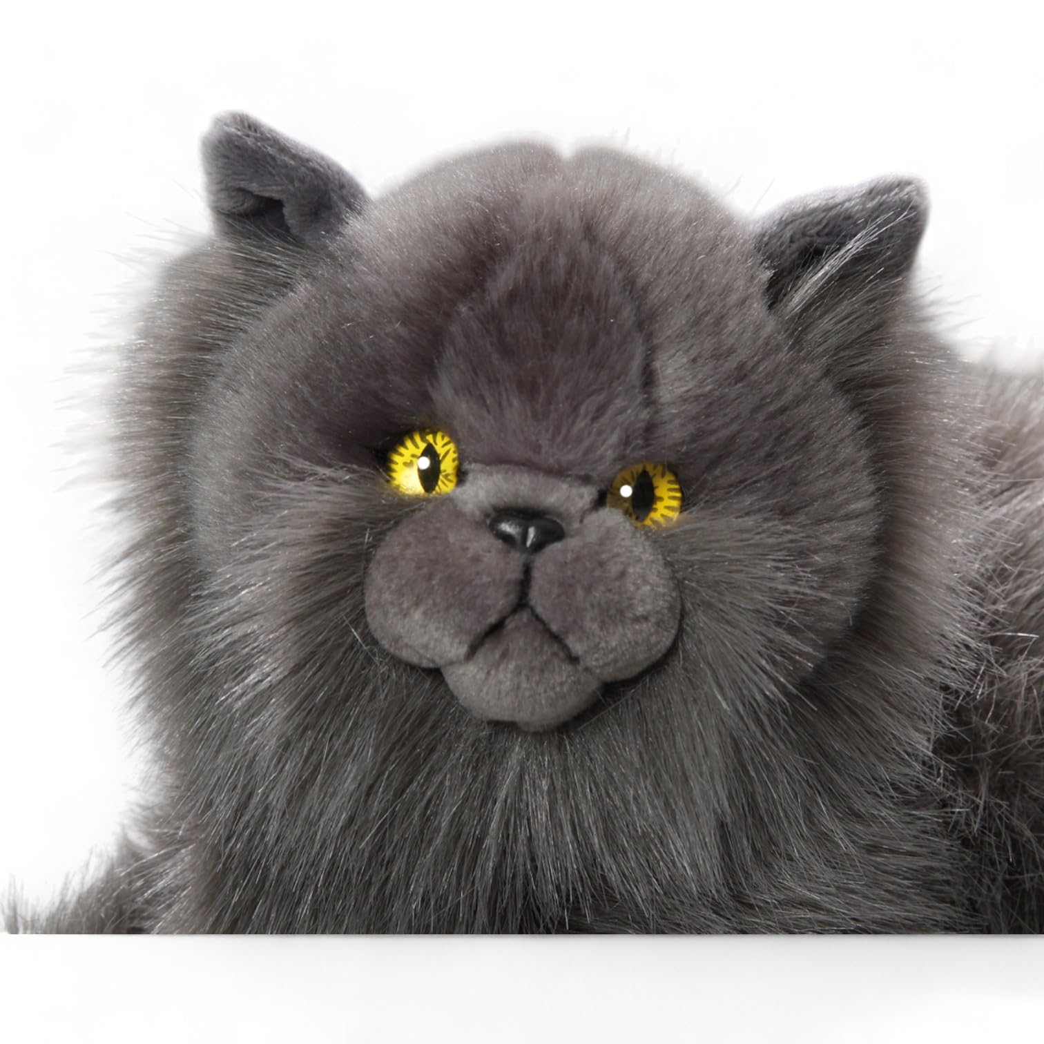 Carl Dick Persian Gray cat plush — yellow safety eyes, charming gaze