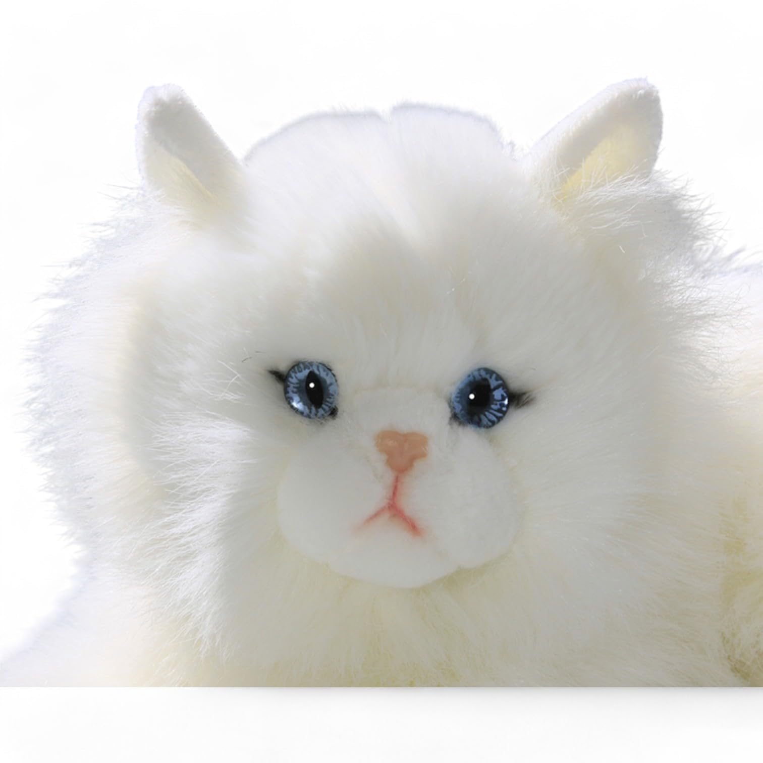 Carl Dick Persian White Cat plush face detail, blue safety eyes add character.