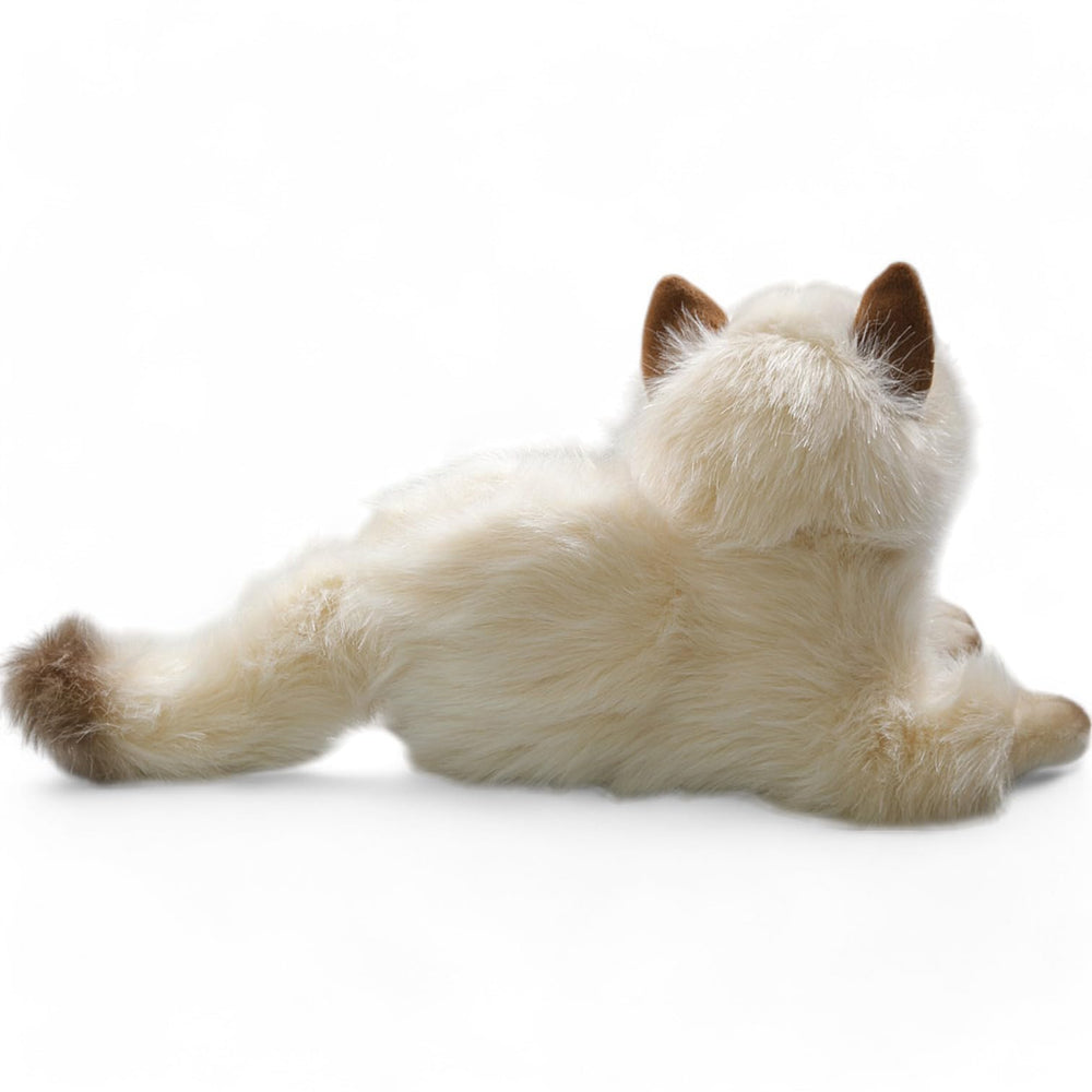 Carl Dick Himalayan Chocolate Point plush cat, soft beige fur texture invites gentle cuddling