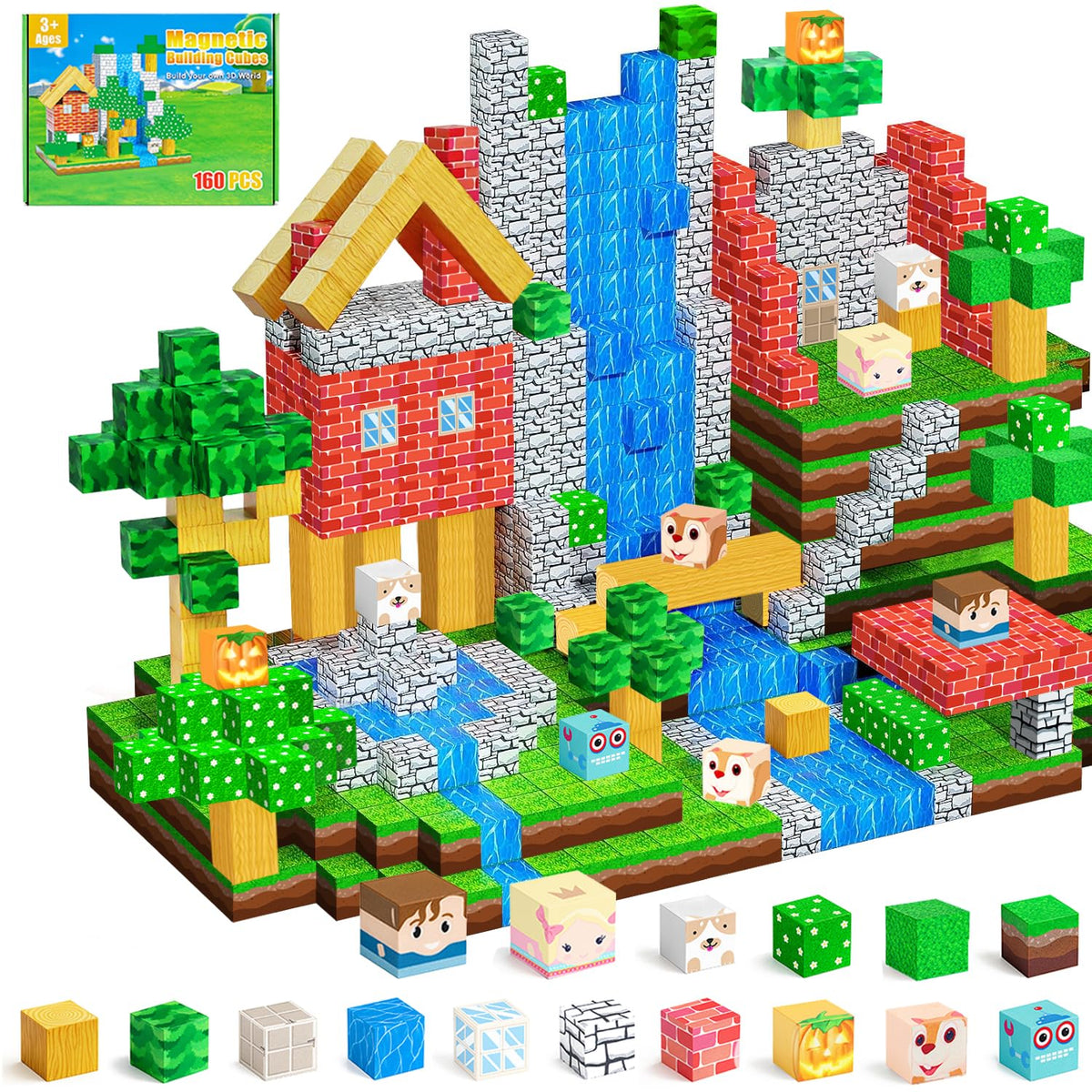 Carlle Magnetic Building Blocks forest scene enhances imaginative play and forest world building.
