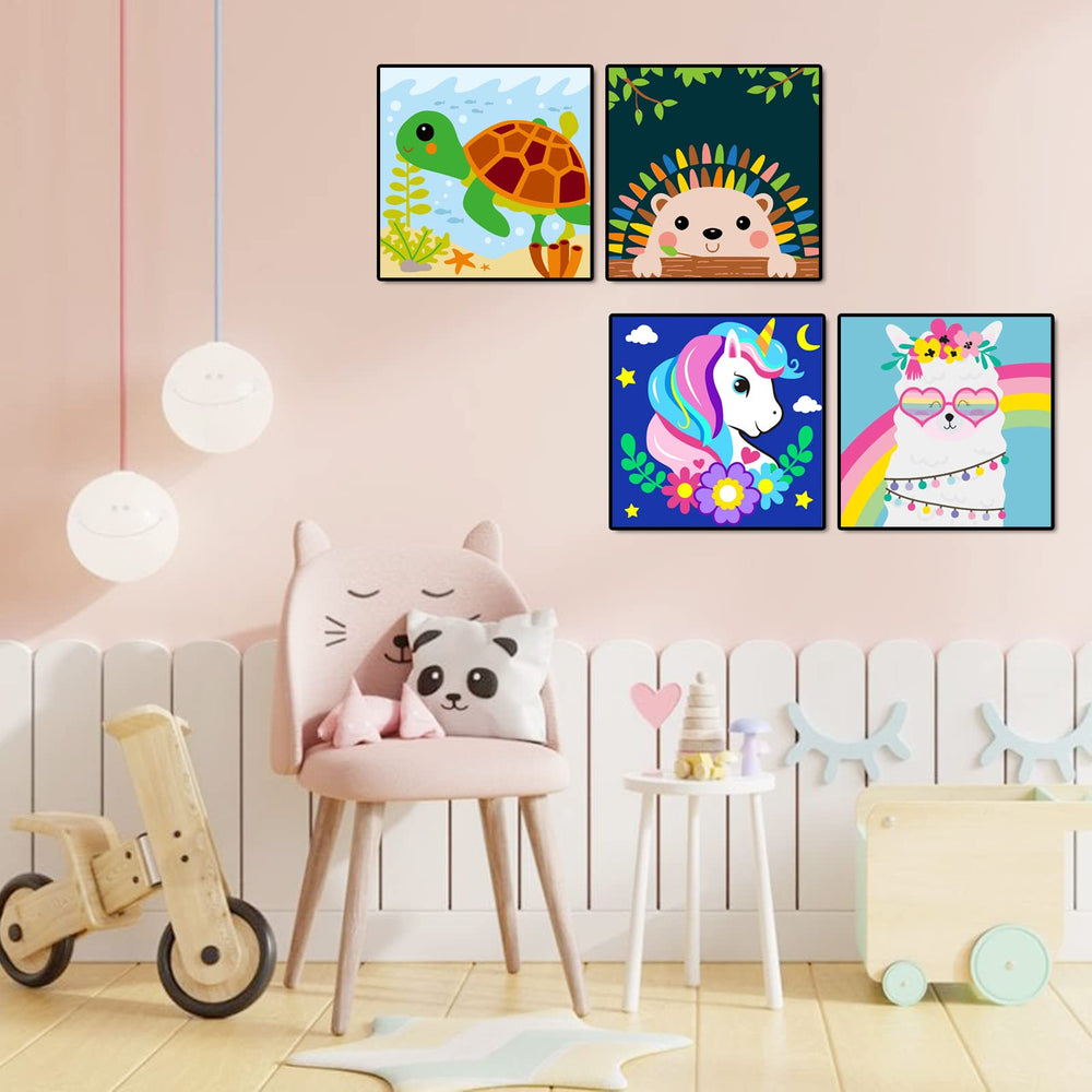 CarlonLin acrylic paints set for kids, four colors, smooth coverage for bright artwork.