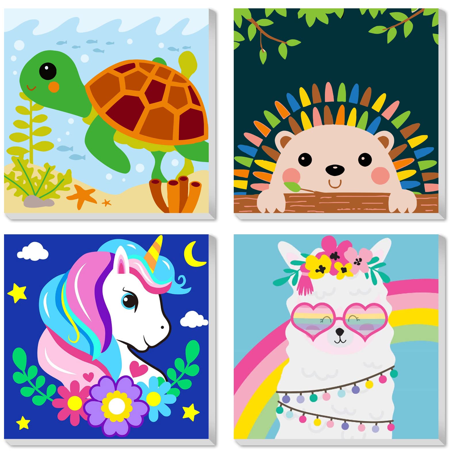 CarlonLin framed paint by numbers for kids with animal scenes, 8x8 inches, ideal for focused art time.