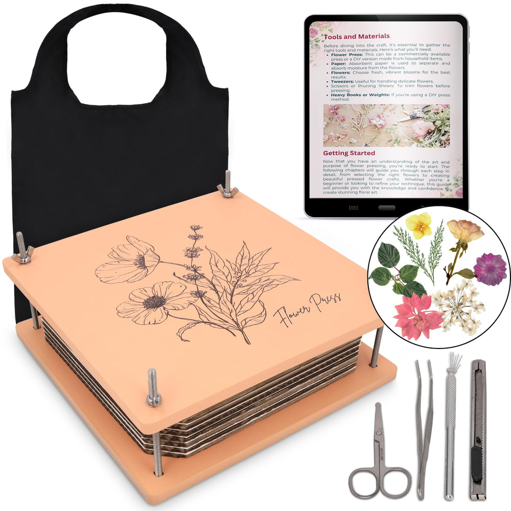 Carnation Canvas wooden flower press with elegant finish for preserving blooms