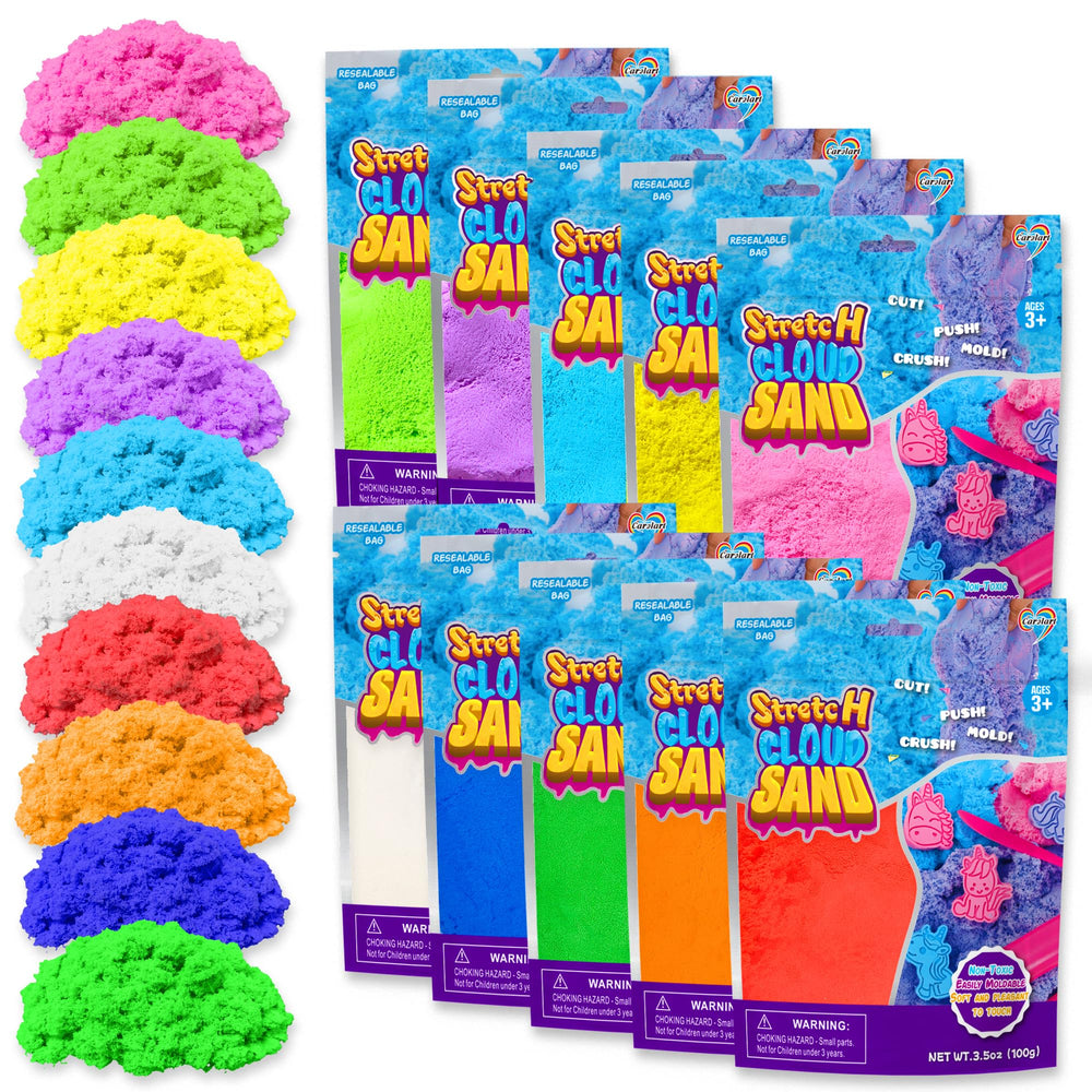 Carolart colorful stretchy sand kit with ten colors for creative play and sensory exploration