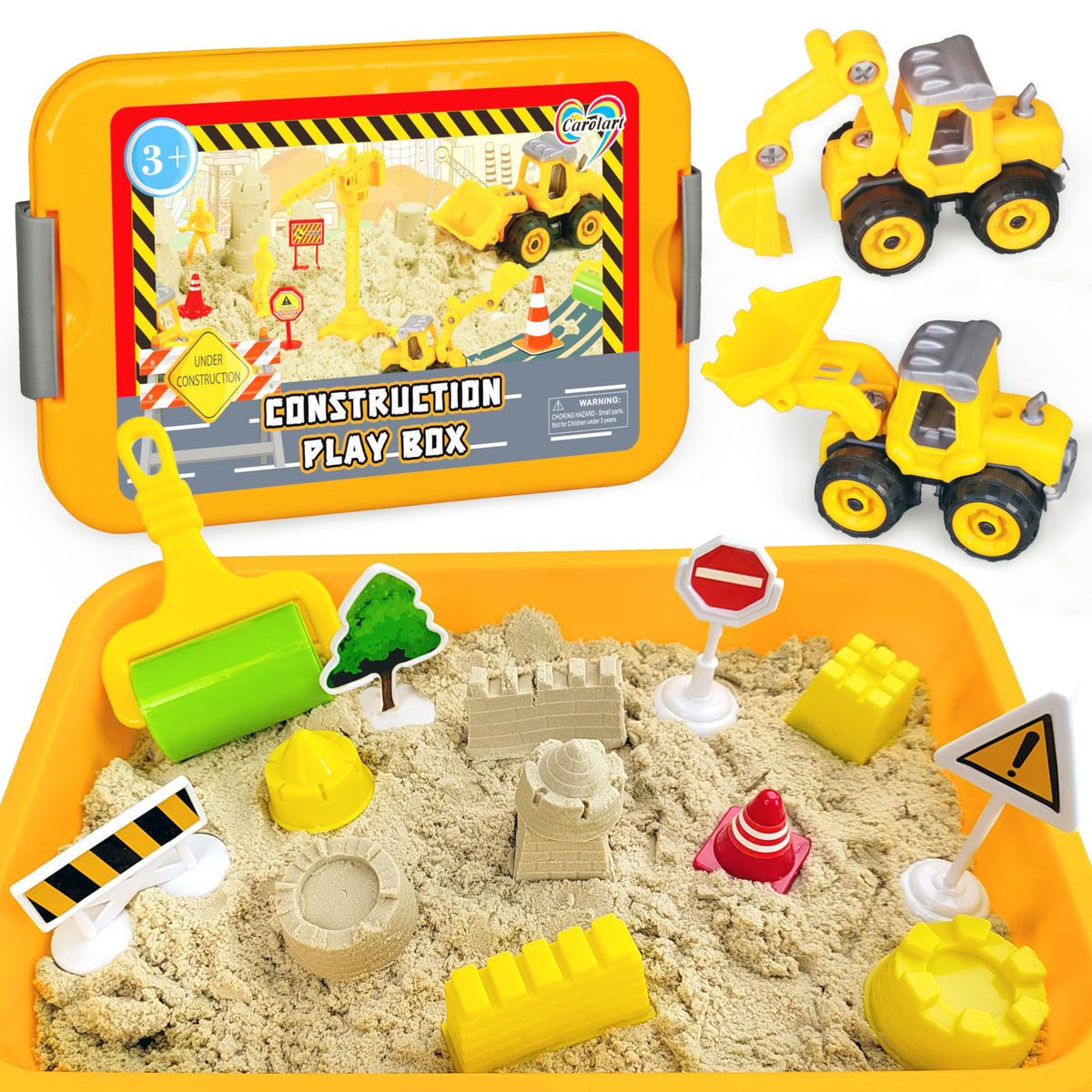 Carolart Construction Sensory Bin with truck and signs for imaginative building play