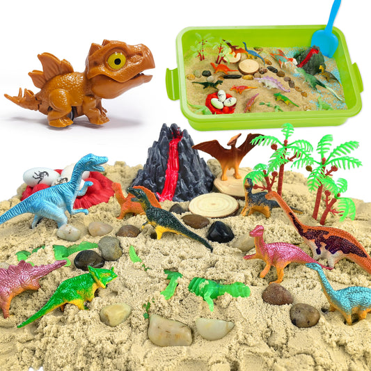Carolart Dinosaur Sensory Bin wide shot for imaginative exploration.