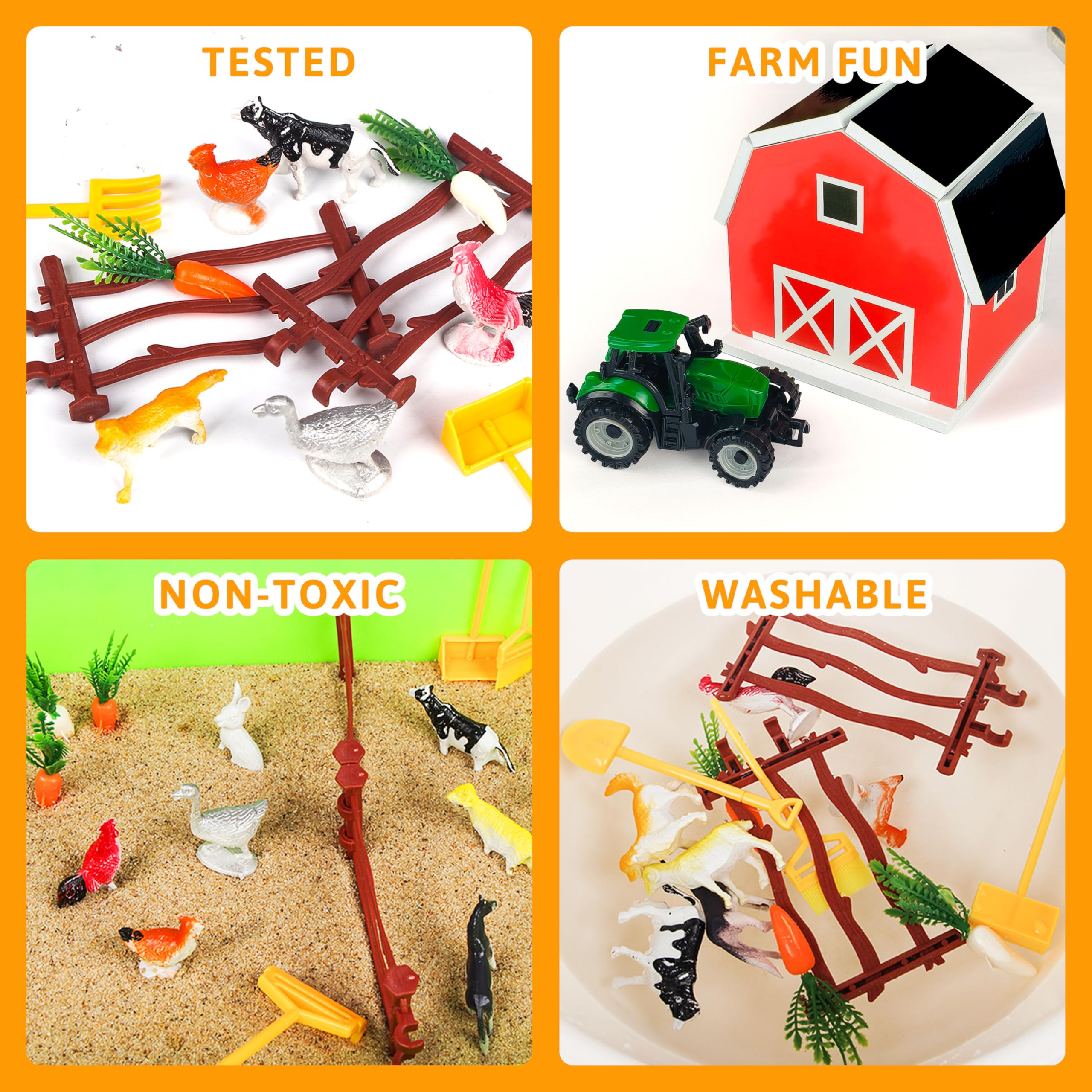 Carolart Farm Fence pieces frame the scene for spatial awareness and cooperative play.