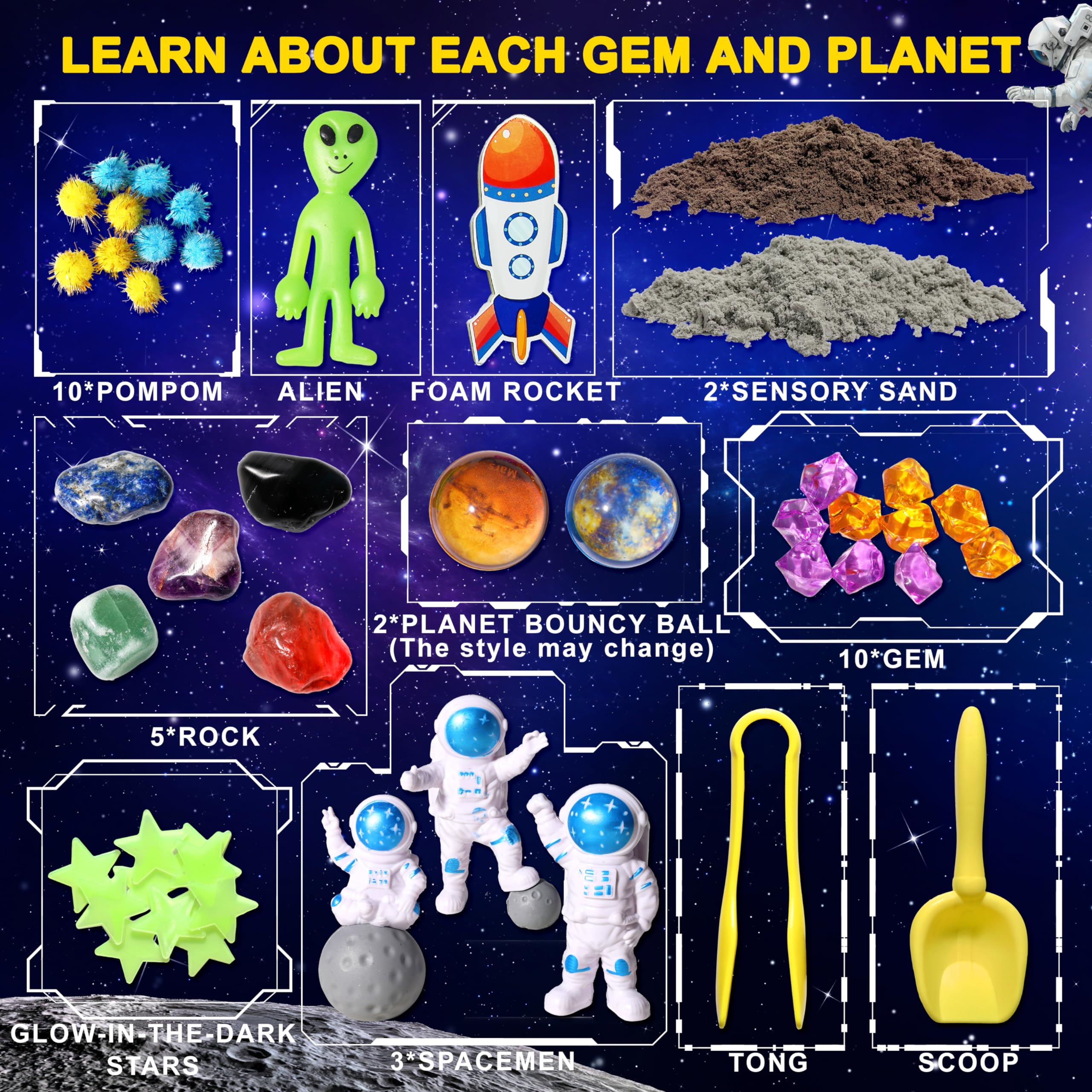 Carolart Gemstone Dig Kit featuring five real gemstones for tactile exploration.