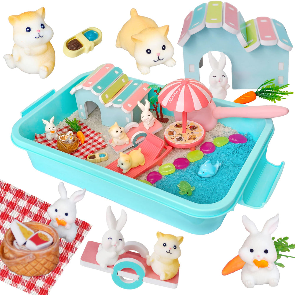 Carolart pet sensory bin with summer hamster kit for imaginative play