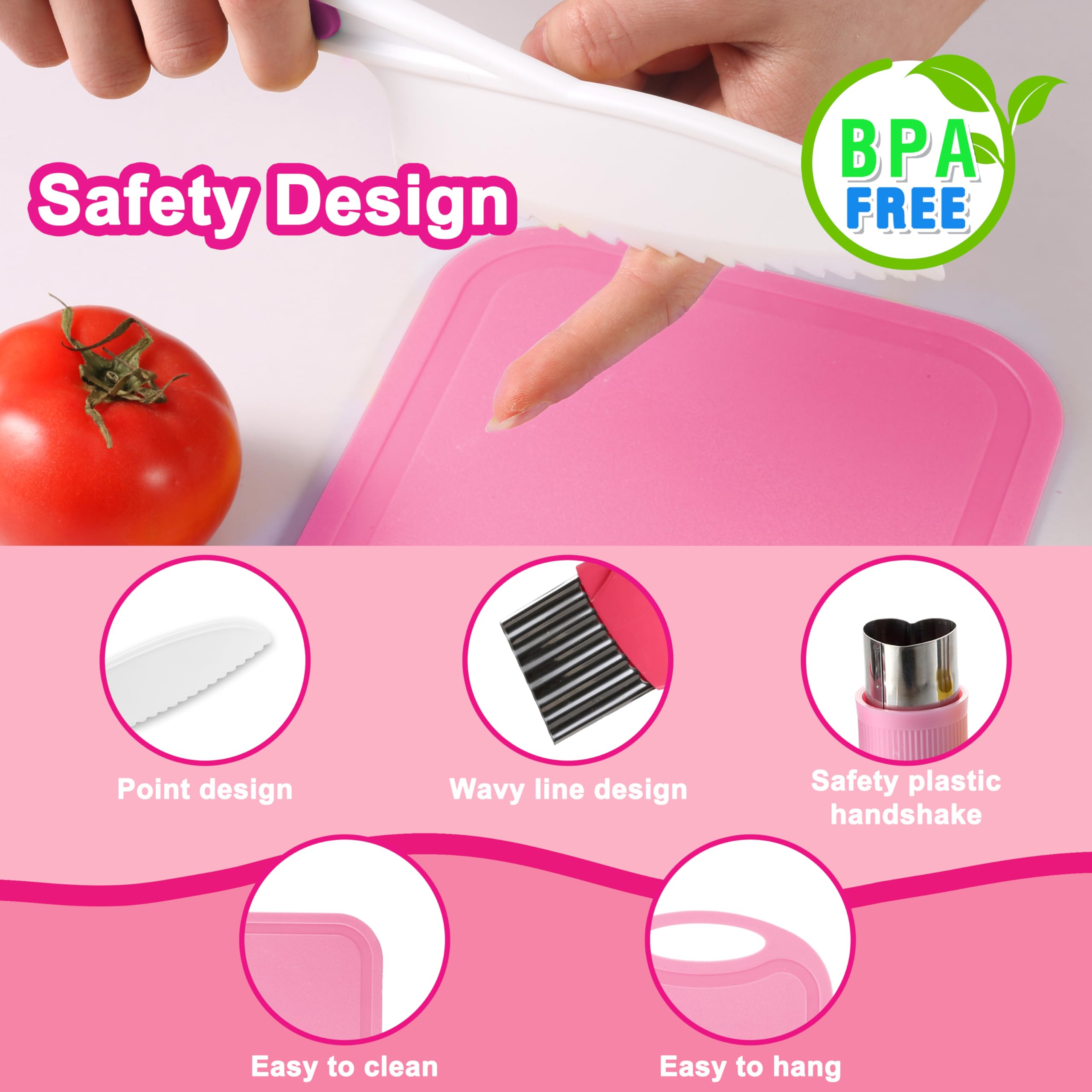 Carolart toddler real cooking knife with wood blade for gentle practice.
