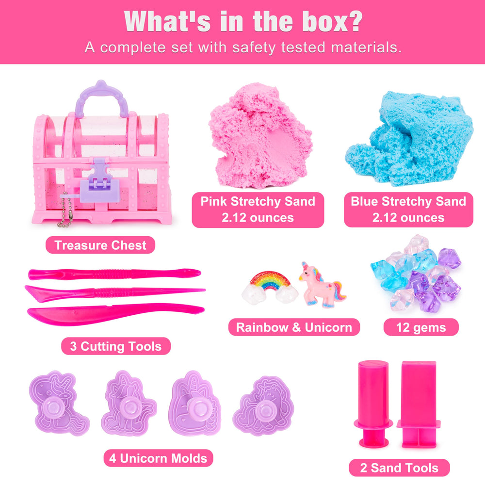 Reusable treasure chest by Carolart stores gems and tiny figures after play.