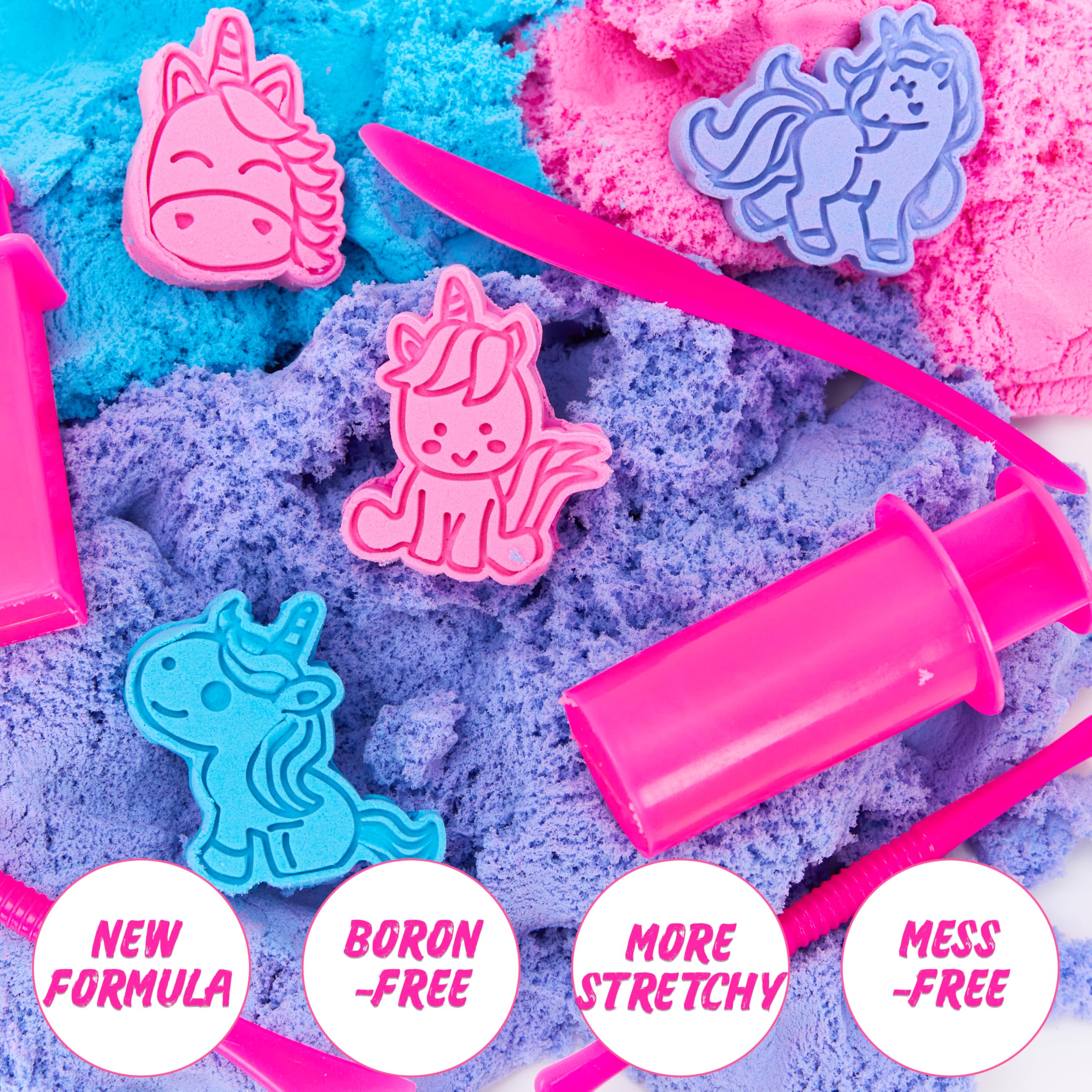 Pink and blue sand packets from Carolart invite color mixing and tactile exploration.