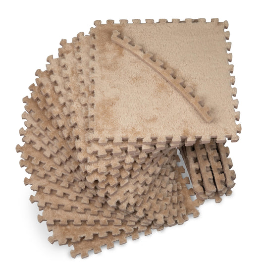 CARPETBOX 16-piece puzzle mat assembled with interlocking tiles for a safe play area.