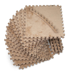 CARPETBOX 16-piece puzzle mat assembled with interlocking tiles for a safe play area.