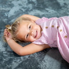 CARPETBOX interlocking foam tiles form a flat, secure surface.