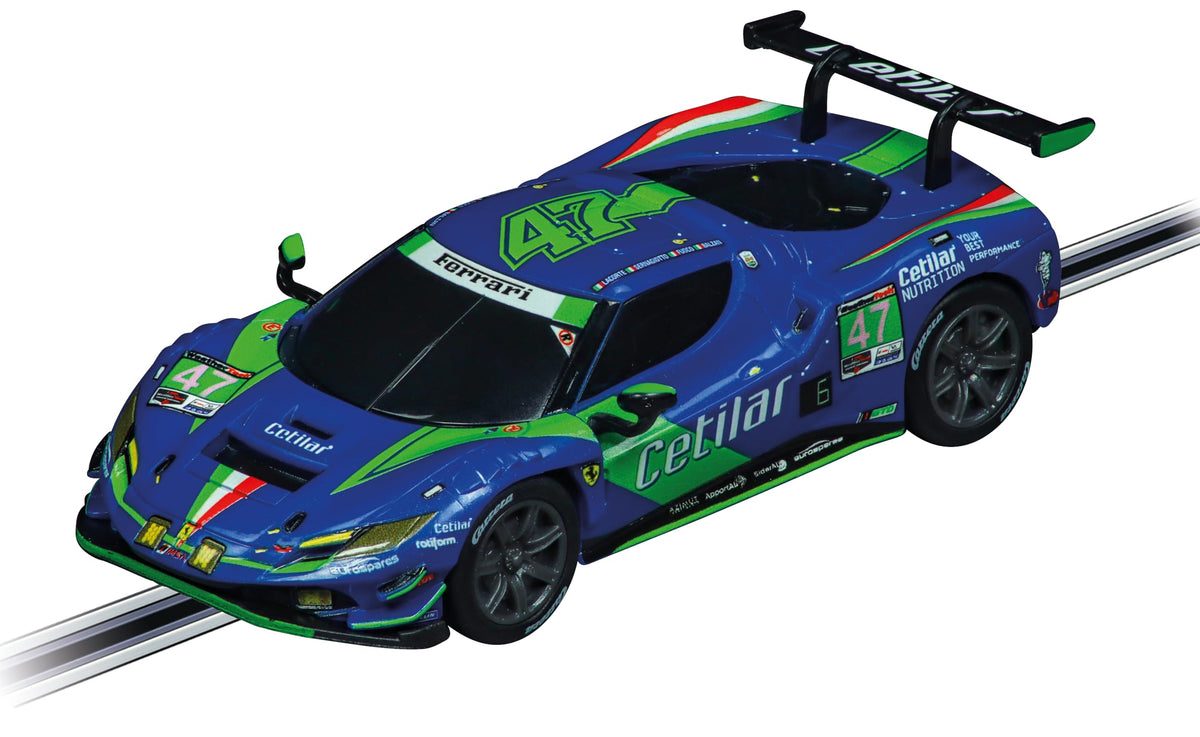 Carrera 64243 Ferrari 296 GT3 Cetilar racing No.47, 1:43 scale slot car on track for precise racing