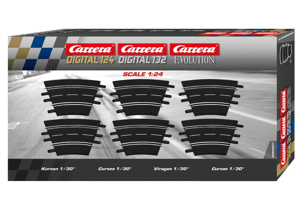 Carrera Curve 1/30 6Piece analog-to-digital compatibility highlights easy upgrade potential.