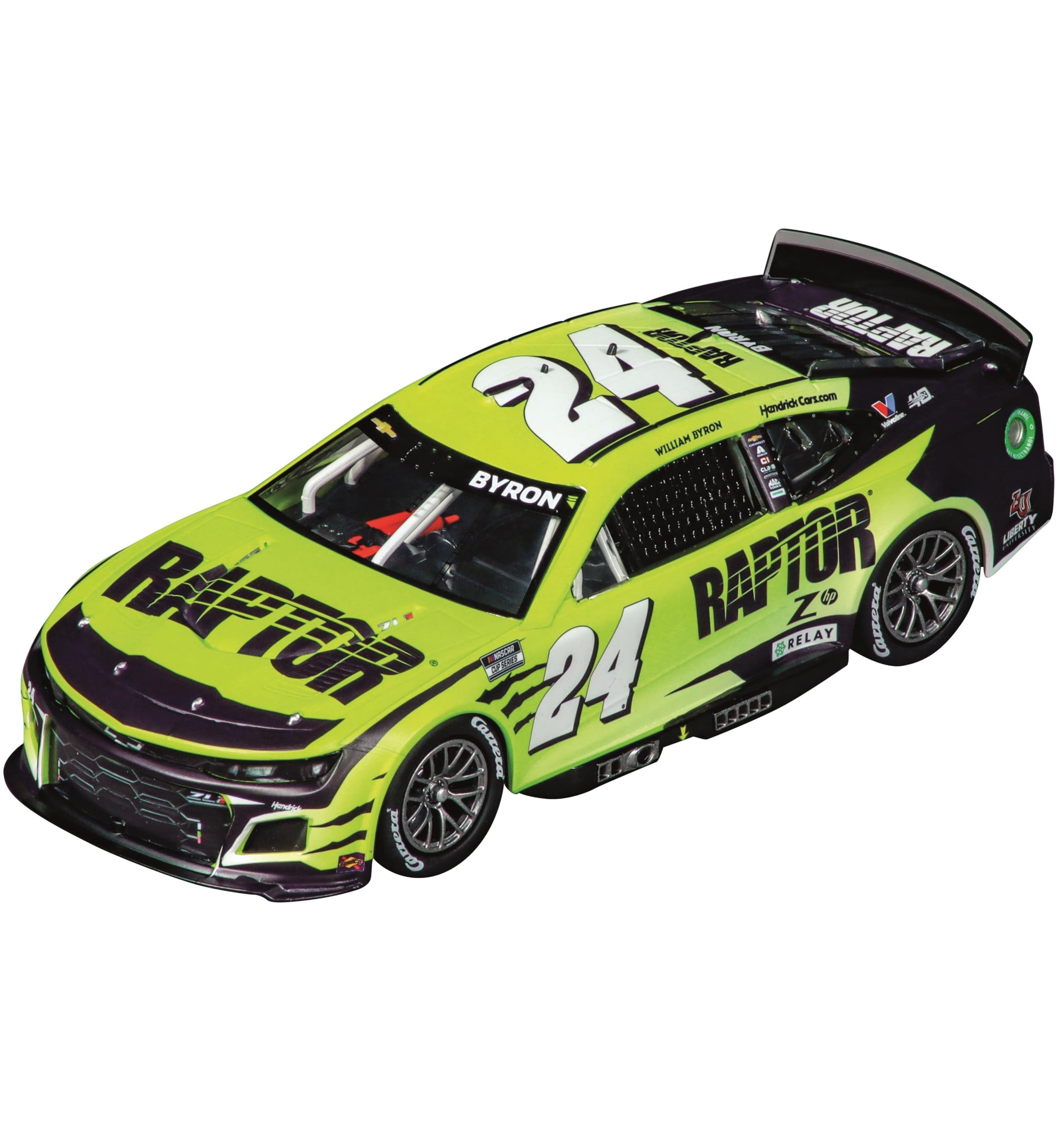 Carrera Evolution 1:32 car side view showing precise build.