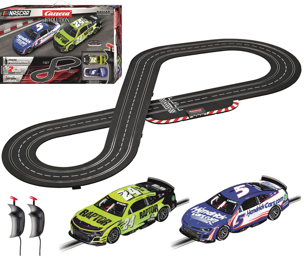 Carrera Evolution NASCAR Darlington Showdown track set for thrilling family races.