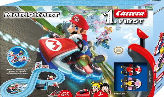 Beginner-friendly Carrera set helps kids learn controls and speed in a safe layout.