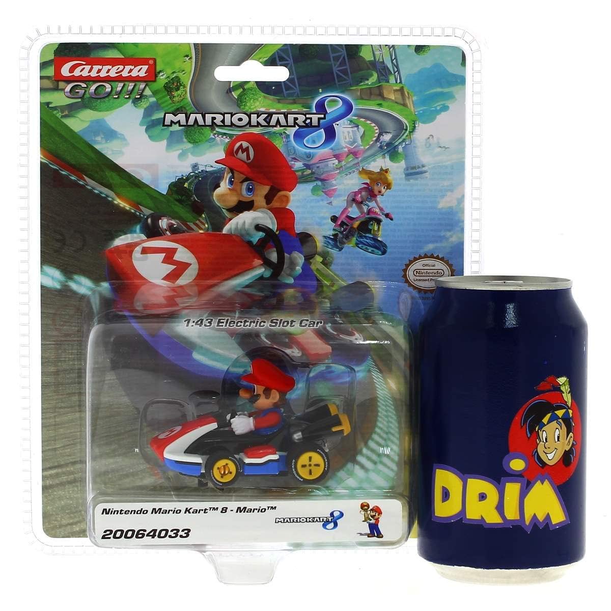 Carrera Go Mario slot car in action on a colorful track.
