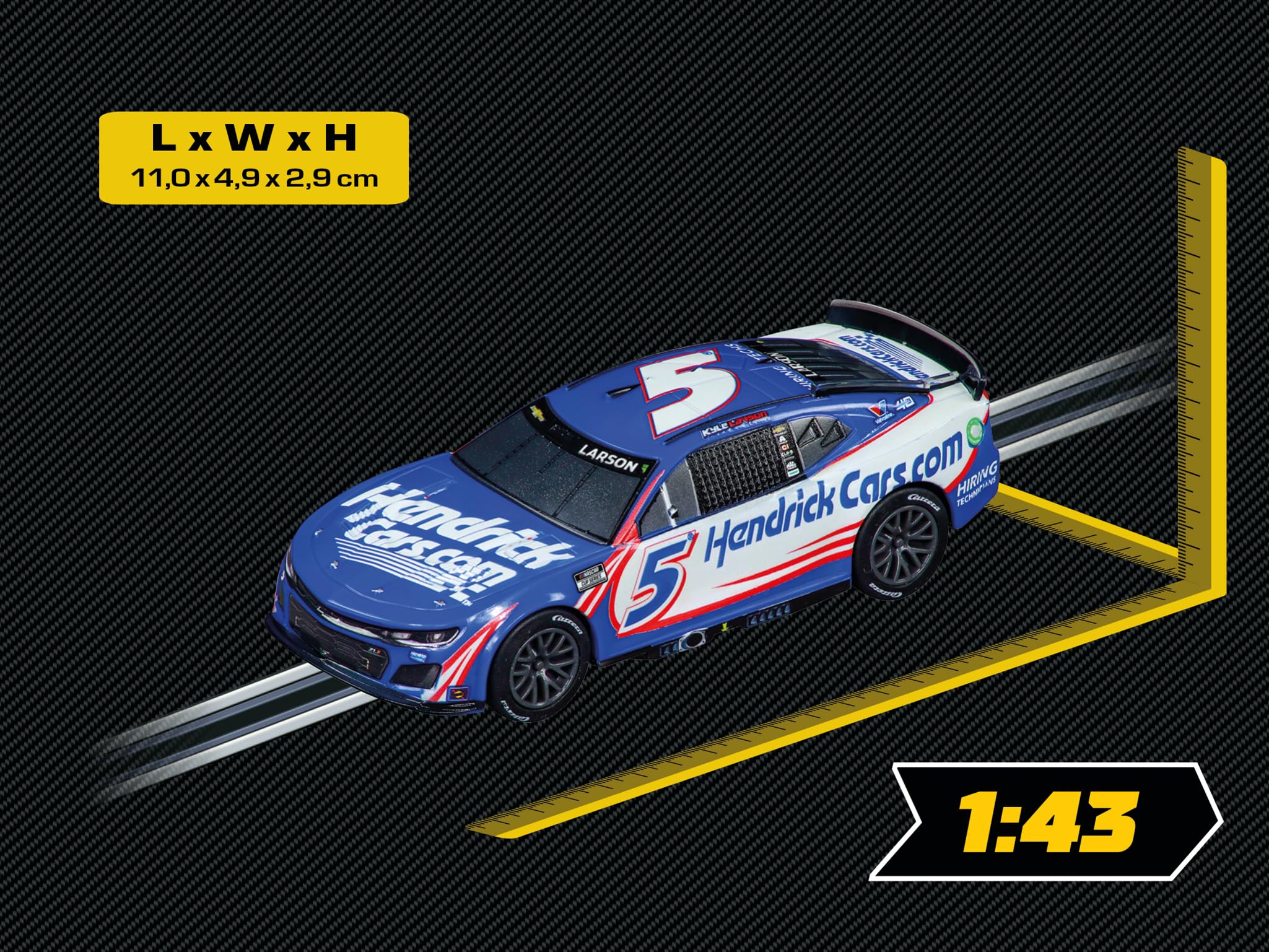 Carrera Go NASCAR Hendrick Camaro Next Gen ZL1 No.5 on track image highlights precise cornering.