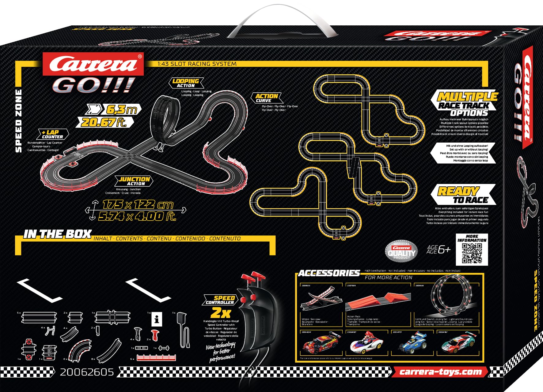 Overall track dimensions 5.74 by 4.0 feet fit rooms