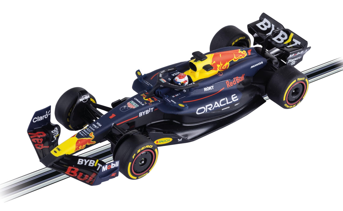 Carrera Red Bull RB20 1:32 front view with authentic livery and racing stance
