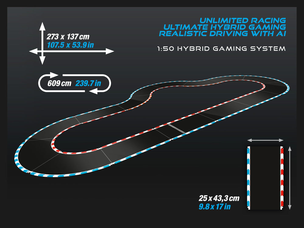 Carrera track layout image presents a dynamic highway-style racing environment.