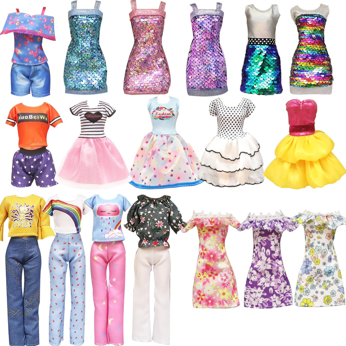 Carreuty sequins dresses set for 11.5 inch dolls, vibrant play outfits