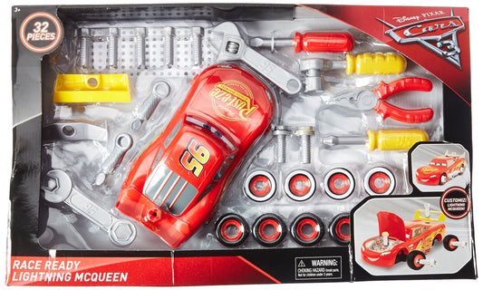 Cars 3 Transforming McQueen Tool Kit with hood open for engine tuning pretend play
