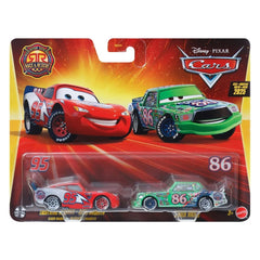 Cars Lightning McQueen 1:55 die-cast car with rolling wheels for authentic on-track play.