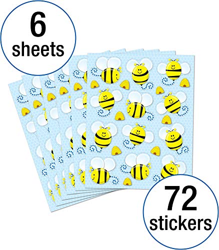 Carson Dellosa bee sticker sheets measure 4.5 x 5.625 inches for kid-friendly arts and crafts.