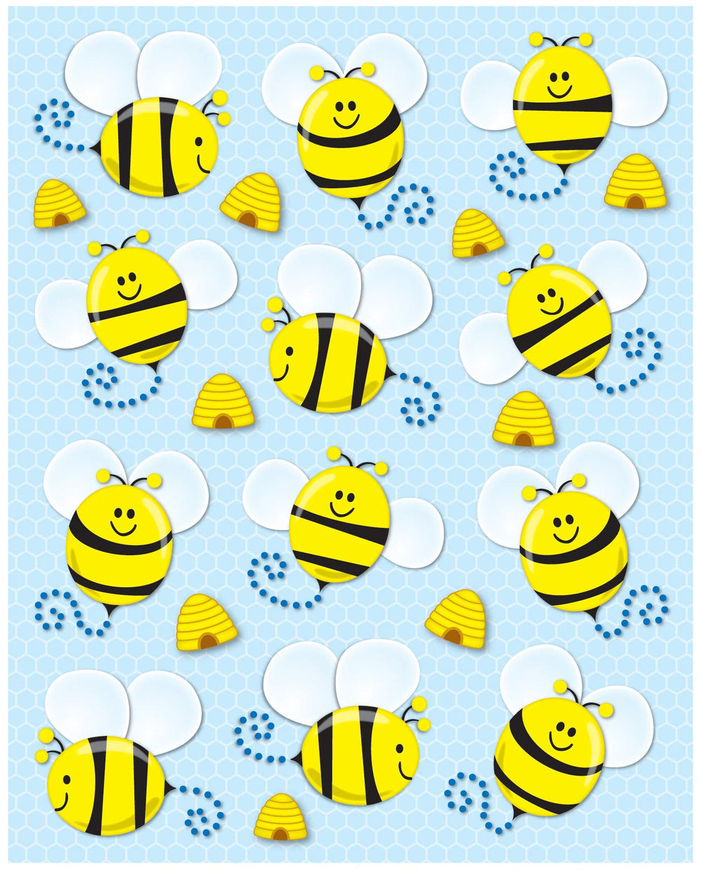 Carson Dellosa Bumble Bee stickers on six sheets for classroom rewards and spring crafts.