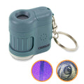 Carson MicroMini 20x pocket microscope blue case close-up for quick field inspection