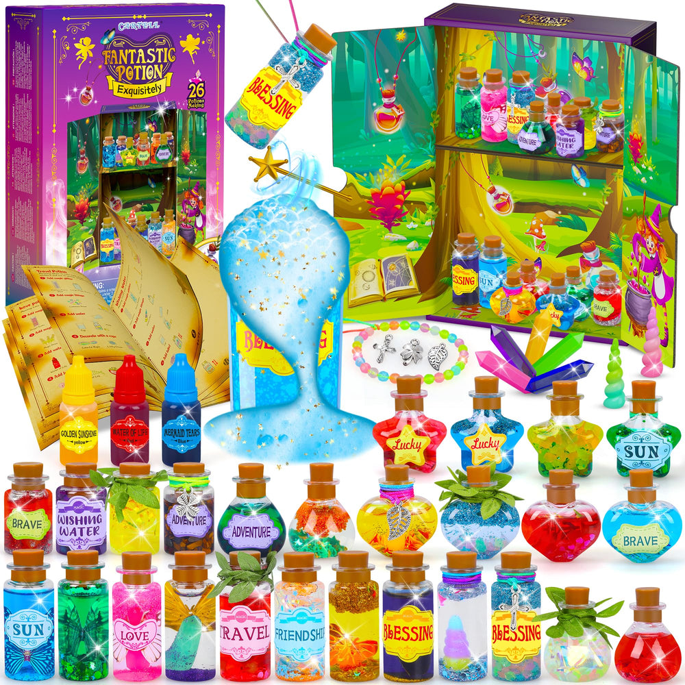 Cartell Fairy Magic Potions Kit bottle display case showcasing sparkling magical creations